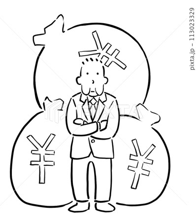 お金を貯め込む老人 113023329