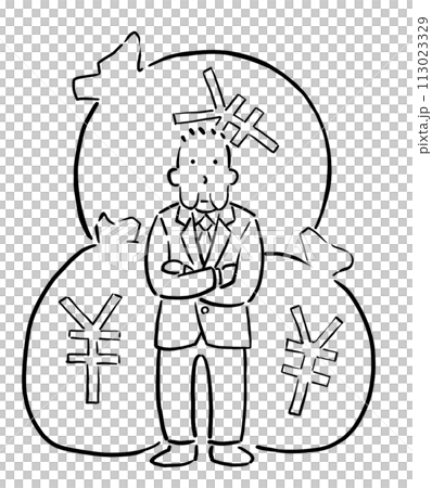 お金を貯め込む老人 113023329