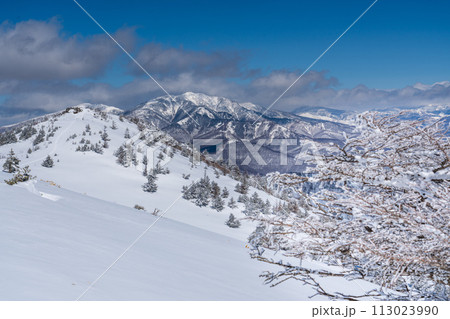 湯の丸山スノーハイク 山頂から湯の丸山北峰を臨む 113023990
