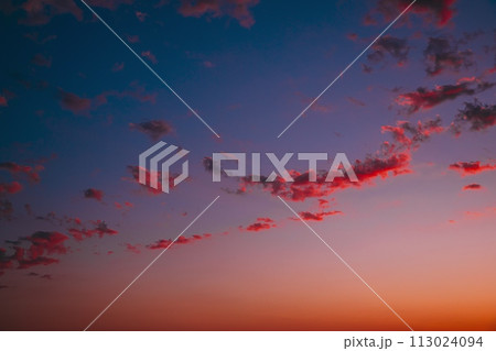 vibrant colors sunrise Sky With Fluffy Clouds. morning Sky Background Dramatic Sky. sunrise Sunset . In Yellow Orange Pink Colors. good weather forecast background vibrant colors sunrise Sky With Fluffy Clouds. morning Sky Background Dramatic Sky. sunrise Sunset . In Yellow Orange Pink Colors. good weather forecast background 113024094