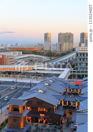 夕焼けに染まる豊洲新市場 夕焼けに染まる豊洲新市場 113024807