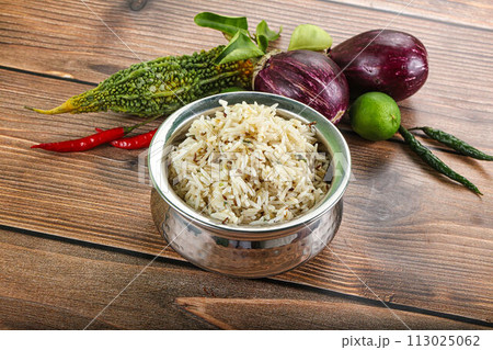 Indian cuisine - jeera rice basmati 113025062