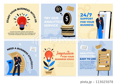 Social media post set for analytic service ad 113025078