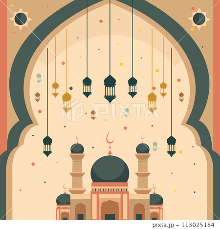 Mosque and Lantern Islamic Eid Al Fitr Festival Card Mosque and Lantern Islamic Eid Al Fitr Festival Card 113025184