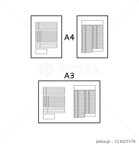 A4用紙2ページと1枚のA3用紙(まとめて印刷) A4用紙2ページと1枚のA3用紙(まとめて印刷) 113025576