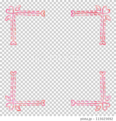 紅色水彩心方形框架 113025692