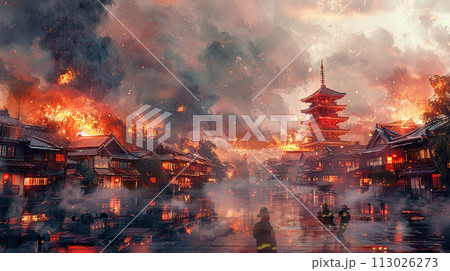 寺院や仏閣が建ち並ぶ歴史的地域での火災
