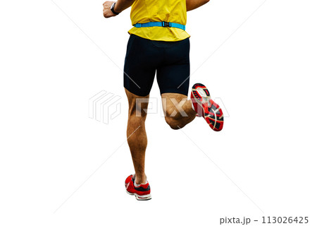 close up man legs running isolated on white background 113026425