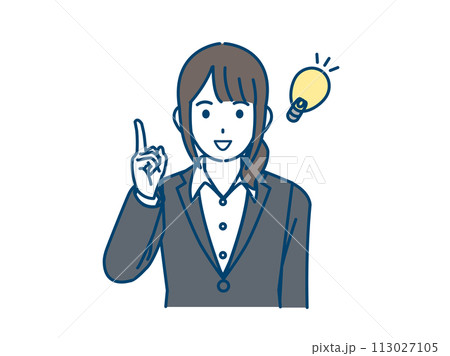 アイデアを閃く、思いつく女性会社員のイラスト 113027105