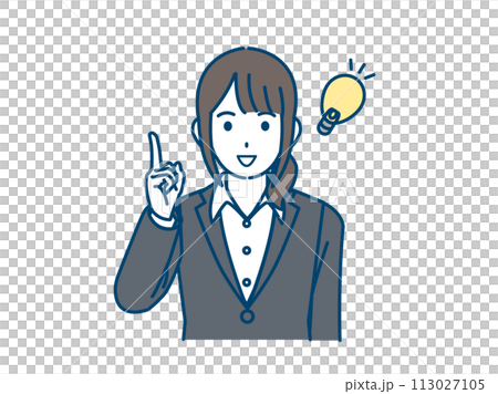 アイデアを閃く、思いつく女性会社員のイラスト 113027105