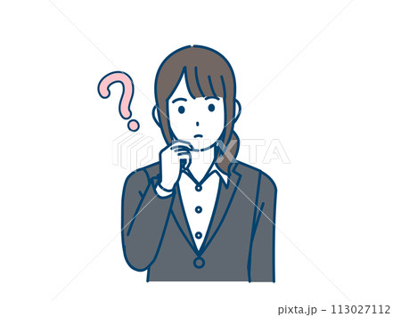 疑問、考える女性会社員のイラスト 113027112