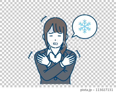 對寒冷敏感、感冒的女上班族插畫 對寒冷敏感、感冒的女上班族插畫 113027131