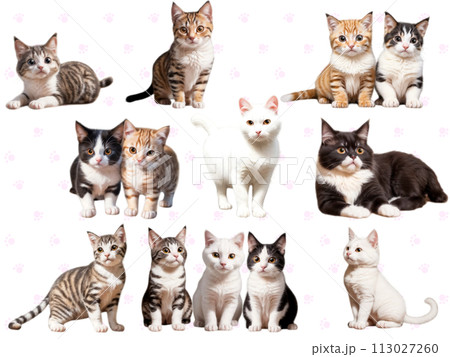 ネコのシームレスパターンC-2 (足跡) ネコのシームレスパターンC-2 (足跡) 113027260