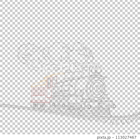 outline drawing of a train on rails, children's coloring book 113027467