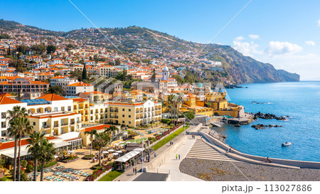 Panoramic view of the capital of Madeira island Funchal, Portugal  Panoramic view of the capital of Madeira island Funchal, Portugal  113027886