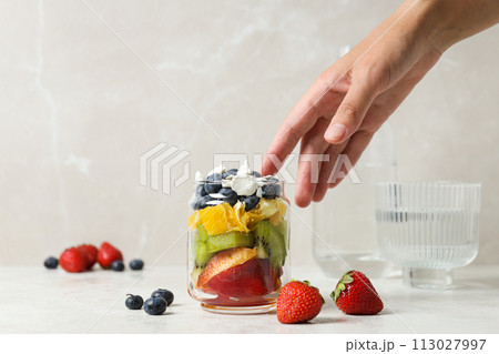 Fruit salad, healthy food and healthy nutrition Fruit salad, healthy food and healthy nutrition 113027997