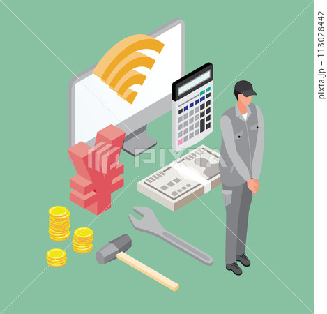 インターネット回線の工事の料金シミュレーションのイラスト 113028442
