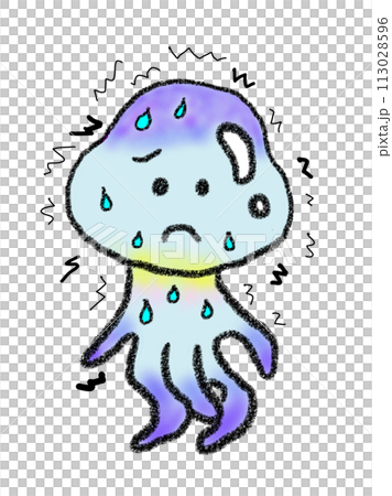 水母驚慌得滿頭大汗，全身發抖 113028596