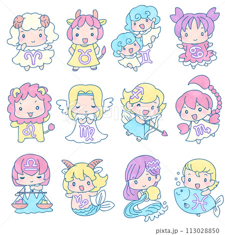 ディフォルメキャラの十二星座セット 113028850