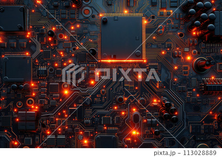 AI-generated content. Circuit board for motherboard of personal computer using digital technology Generative AI 113028889