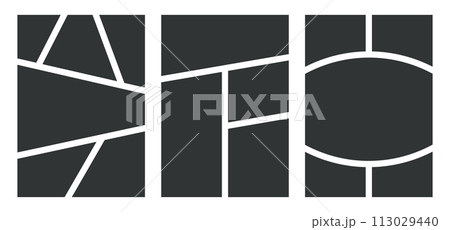 Collage grid. Template for photos. Layout vector mosaic frame. Vertical poster montage. Flyer design 113029440