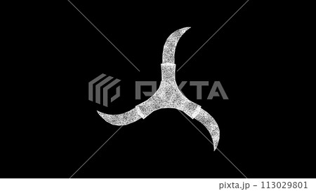 3D Shuriken on black background. Throwing weapons concept. Traditional Japanese weapons. Business advertising backdrop. For title, text, presentation. 3d animation 3D Shuriken on black background. Throwing weapons concept. Traditional Japanese weapons. Business advertising backdrop. For title, text, presentation. 3d animation 113029801
