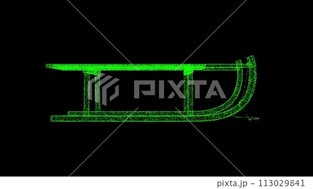 3D Sledge on black background. Sport Health concept. Winter Fun. Business advertising backdrop. For title, text, presentation. 3d animation 113029841