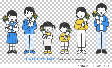 父の日に黄色のバラを持つ人物のイラスト素材 父の日に黄色のバラを持つ人物のイラスト素材 113030493