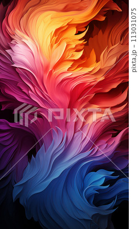 Artistic abstract swirls resembling vibrant floral patterns in rich colors. AI generation Artistic abstract swirls resembling vibrant floral patterns in rich colors. AI generation 113031075