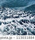 フェリーから見た海面の白波 113031884