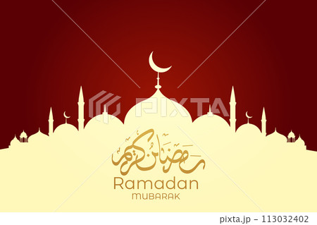 Eid al-Fitr, Ramadhan decorative greeting card 113032402
