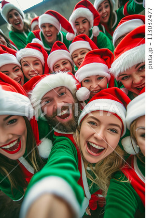 Elf Selfie, Silly Faces, Oversized Santa Hat 113032477