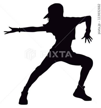 片手を伸ばしてポーズを決める人物シルエット 113032882