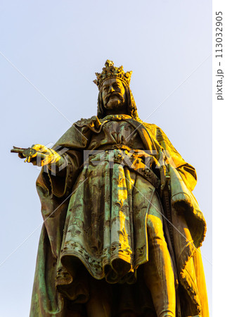 Statue of Charles IV at Charles Bridge, Old Town of Prague, Czech Republic. 113032905