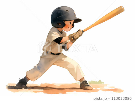 バッターボックスで張り切るリトルリーグのバッター 113033080