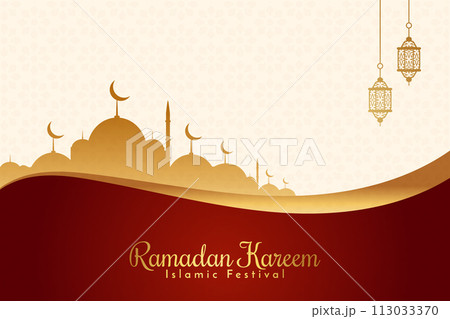 Vector Eid al-Fitr, Ramadhan decoration, Islamic background decorative greeting card 113033370