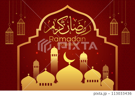 Vector Eid al-Fitr, Ramadhan decoration, Islamic background decorative greeting card 113033436