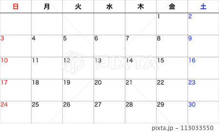 シンプルなカレンダー 113033550