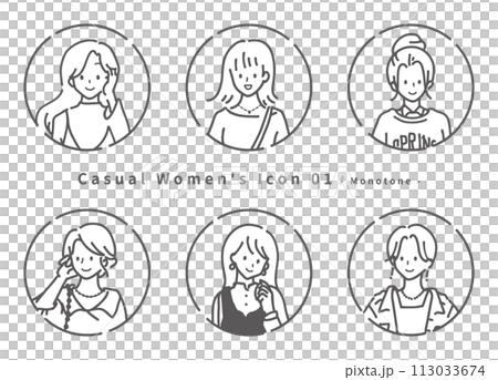 Casual Woman Icon Set 01 - Monotone Casual Woman Icon Set 01 - Monotone 113033674