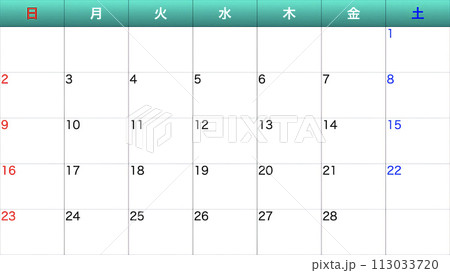シンプルなカレンダー シンプルなカレンダー 113033720