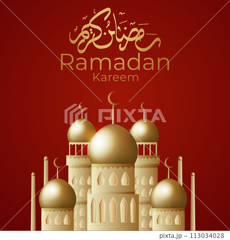 Vector Eid al-Fitr, Ramadhan decoration, Islamic background decorative greeting card 113034028