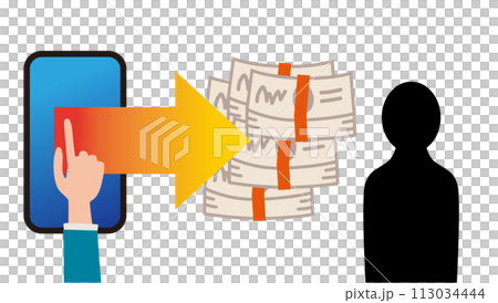 Hand operating a smartphone, arrow, gold, and black person Hand operating a smartphone, arrow, gold, and black person 113034444