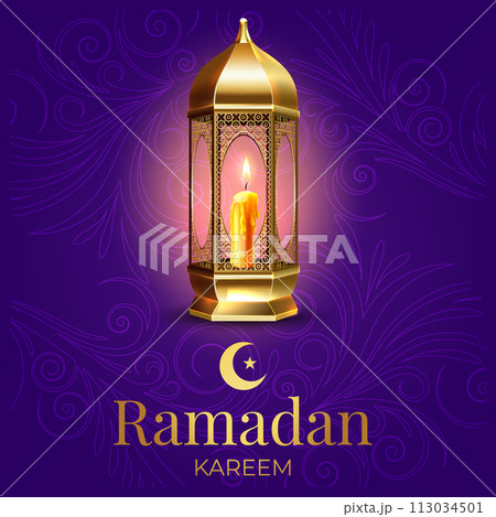 Vector Eid al-Fitr, Ramadhan decoration, Islamic background decorative greeting card 113034501