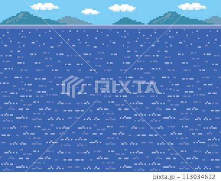 RPG風ドット絵　背景　海 113034612