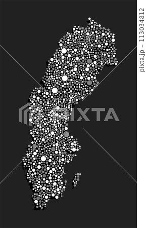 Creative map Sweden from random white dots Creative map Sweden from random white dots 113034812