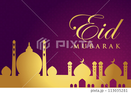Vector Eid al-Fitr, Ramadhan decoration, Islamic background decorative greeting card 113035281