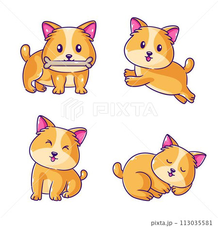 Hand drawn stylish cute dog design set Hand drawn stylish cute dog design set 113035581