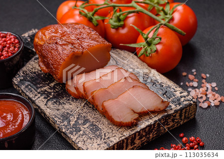 Delicious smoked meat chicken breast with salt, spices and herbs Delicious smoked meat chicken breast with salt, spices and herbs 113035634