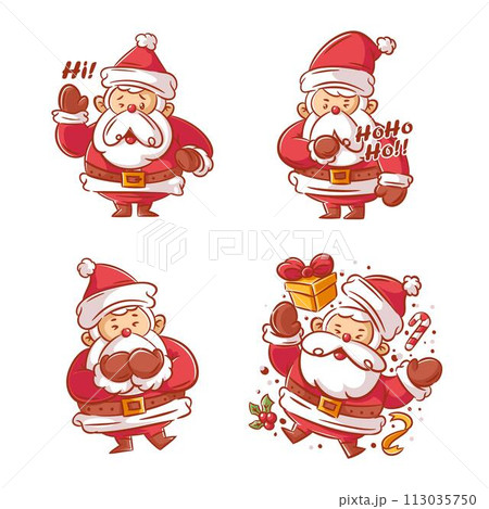 Happy santa claus, cartoon style set Happy santa claus, cartoon style set 113035750