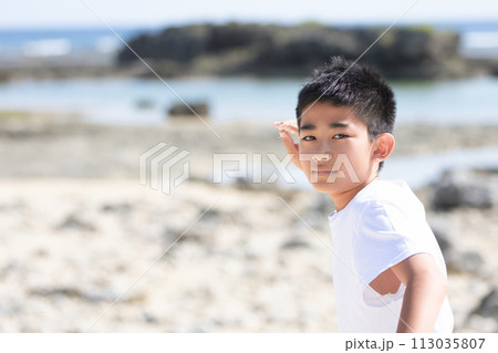 海で遊ぶ男の子 113035807
